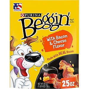 Purina Beggin' Strips Real Meat with Bacon & Cheese Flavored Training Dog Treats, 25-oz pouch