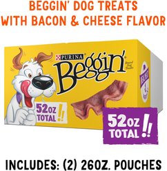 Purina Beggin' Strips Real Meat with Bacon & Cheese Flavored Training Dog Treats, 26-oz pouch, case of 2 slide 2 of 7