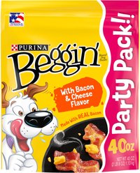 Purina Beggin' Strips Real Meat with Bacon & Cheese Flavored Training Dog Treats, 40-oz pouch slide 1 of 7