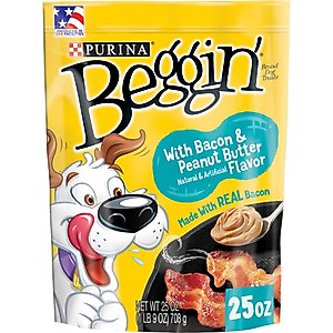 Purina Beggin' Strips Real Meat with Bacon & Peanut Butter Flavored Dog Treats, 25-oz pouch