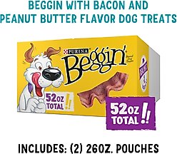 Purina Beggin' Strips Real Meat with Bacon & Peanut Butter Flavored Dog Treats, 26-oz pouch, case of 2 slide 2 of 7