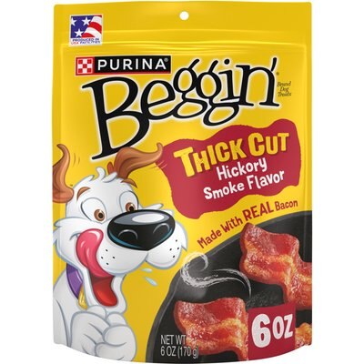 Beggin' Purina Beggin' Strips with Real Meat Thick Cut Hickory Smoke Flavor Jerky Dog Treats, 6-oz pouch