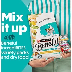 Purina Beneful IncrediBites Adult Variety Pack Chicken Beef & Salmon Small Breed Wet Dog Food, 3-oz can, case of 30