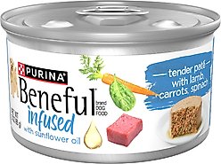 Purina Beneful Infused Pate with Real Lamb, Carrots & Spinach Wet Dog Food, 3-oz can, case of 12