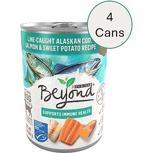 Purina Beyond Alaskan Cod, Salmon & Sweet Potato Grain-Free Canned Dog Food, 13-oz can, case of 4