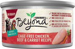 Purina Beyond Chicken, Beef & Carrot Recipe in Gravy Canned Cat Food, 3-oz, case of 12