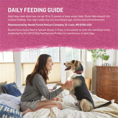 Show full view: Purina Beyond Farm-Raised Beef & Spinach in Gravy Recipe Canned Dog Food, 12.5-oz, case of 12 slide 8 of 12