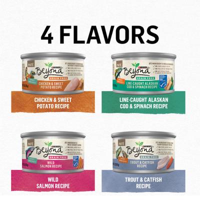 Show full view: Purina Beyond Grain-Free Pate 4 Flavors Variety Pack Canned Cat Food, 3-oz, case of 24 slide 4 of 12