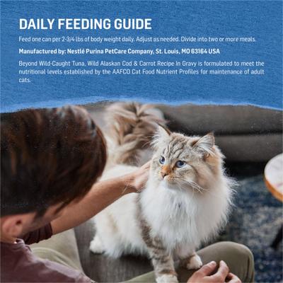 Show full view: Purina Beyond Natural Wild-Caught Tuna, Cod & Carrots Recipe in Gravy Canned Cat Food, 3-oz, case of 12 slide 8 of 11