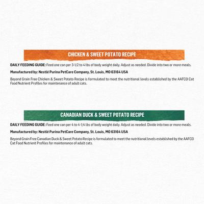 Show full view: Purina Beyond Poultry Variety Pack Grain-Free Natural Pate Wet Cat Food, 3-oz can, case of 12, 2 count slide 7 of 11