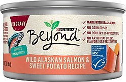 Purina Beyond Wild Alaskan Salmon & Sweet Potato Recipe in Gravy Canned Cat Food, 3-oz, case of 12
