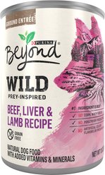 Purina Beyond Wild Prey-Inspired Grain-Free High Protein Beef, Liver & Lamb Pate Recipe Canned Dog Food, 13-oz, case of 12
