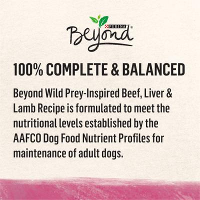Show full view: Purina Beyond Wild Prey-Inspired Grain-Free High Protein Beef, Liver & Lamb Pate Recipe Canned Dog Food, 13-oz, case of 12 slide 6 of 12
