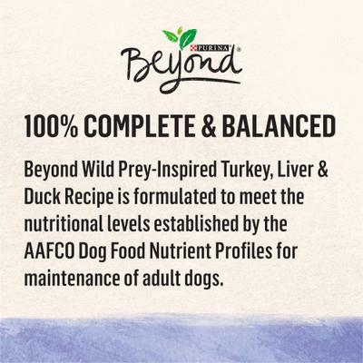 Show full view: Purina Beyond Wild Prey-Inspired Grain-Free High Protein Turkey, Liver & Duck Pate Recipe Canned Dog Food, 13-oz, case of 12 slide 6 of 12
