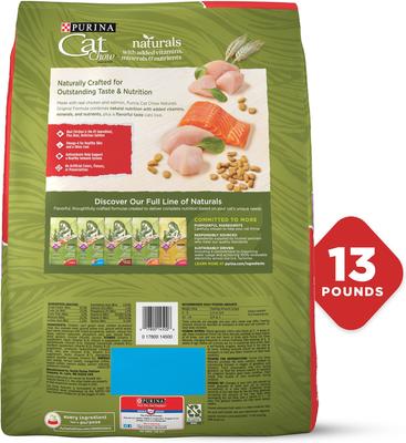 Show full view: Purina Cat Chow Naturals Original with Added Vitamins, Minerals & Nutrients Dry Cat Food, 13-lb bag slide 3 of 11