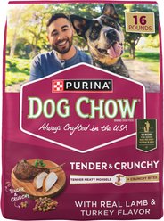 Purina Dog Chow Tender & Crunchy Adult Real Lamb & Turkey Flavor Dry Dog Food, 16-lb bag