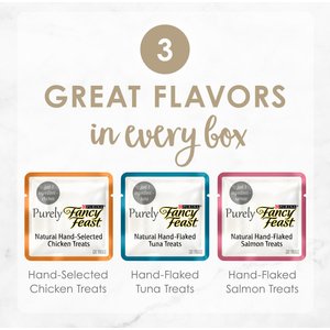 Purina Fancy Feast Purely Natural Chicken, Tuna & Salmon Variety Pack Soft Cat Treat, 10 count