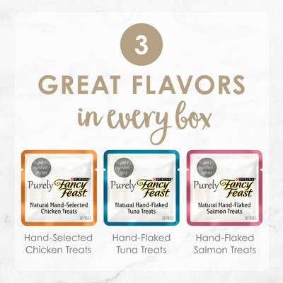 Show full view: Purina Fancy Feast Purely Natural Chicken, Tuna & Salmon Variety Pack Soft Cat Treat, 10 count slide 3 of 11