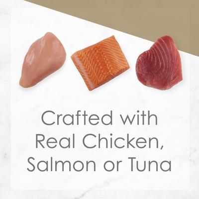 Show full view: Purina Fancy Feast Purely Natural Chicken, Tuna & Salmon Variety Pack Soft Cat Treat, 10 count slide 5 of 11