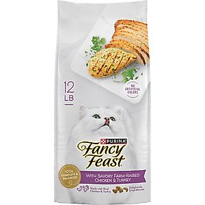 Purina Fancy Feast with Savory Chicken & Turkey Dry Cat Food, 12-lb bag