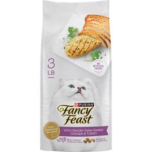 Purina Fancy Feast with Savory Chicken & Turkey Dry Cat Food, 3-lb bag