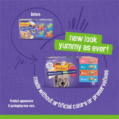 Purina Friskies Seafood & Chicken Pate Favorites Variety Pack Wet Cat Food, 5.5-oz can, case of 40