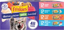 Purina Friskies Seafood & Chicken Pate Favorites Variety Pack Wet Cat Food, 5.5-oz can, case of 48