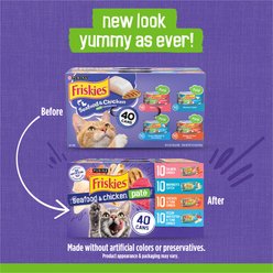 Purina Friskies Seafood & Chicken Pate Favorites Variety Pack Wet Cat Food, 5.5-oz can, case of 40 slide 2 of 9