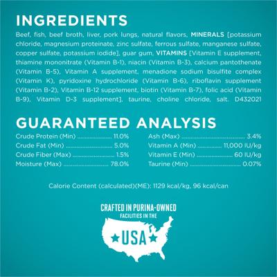 Show full view: Purina ONE Beef Recipe Pate Grain-Free Natural High Protein Canned Cat Food, 3-oz, case of 24 slide 6 of 13