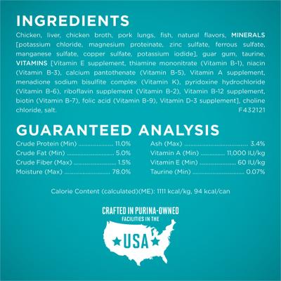 Show full view: Purina ONE Chicken Recipe Pate Natural Grain-Free Canned Cat Food, 3-oz, case of 24 slide 6 of 13