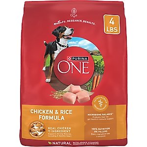 Purina ONE Chicken & Rice Formula Dry Dog Food, 4-lb bag