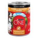 Purina ONE Classic Ground Chicken & Brown Rice Entree Adult Wet Dog Food, 13-oz, case of 12