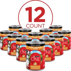 Purina ONE Classic Ground Chicken & Brown Rice Entree Adult Wet Dog Food, 13-oz, case of 12 slide 2 of 9