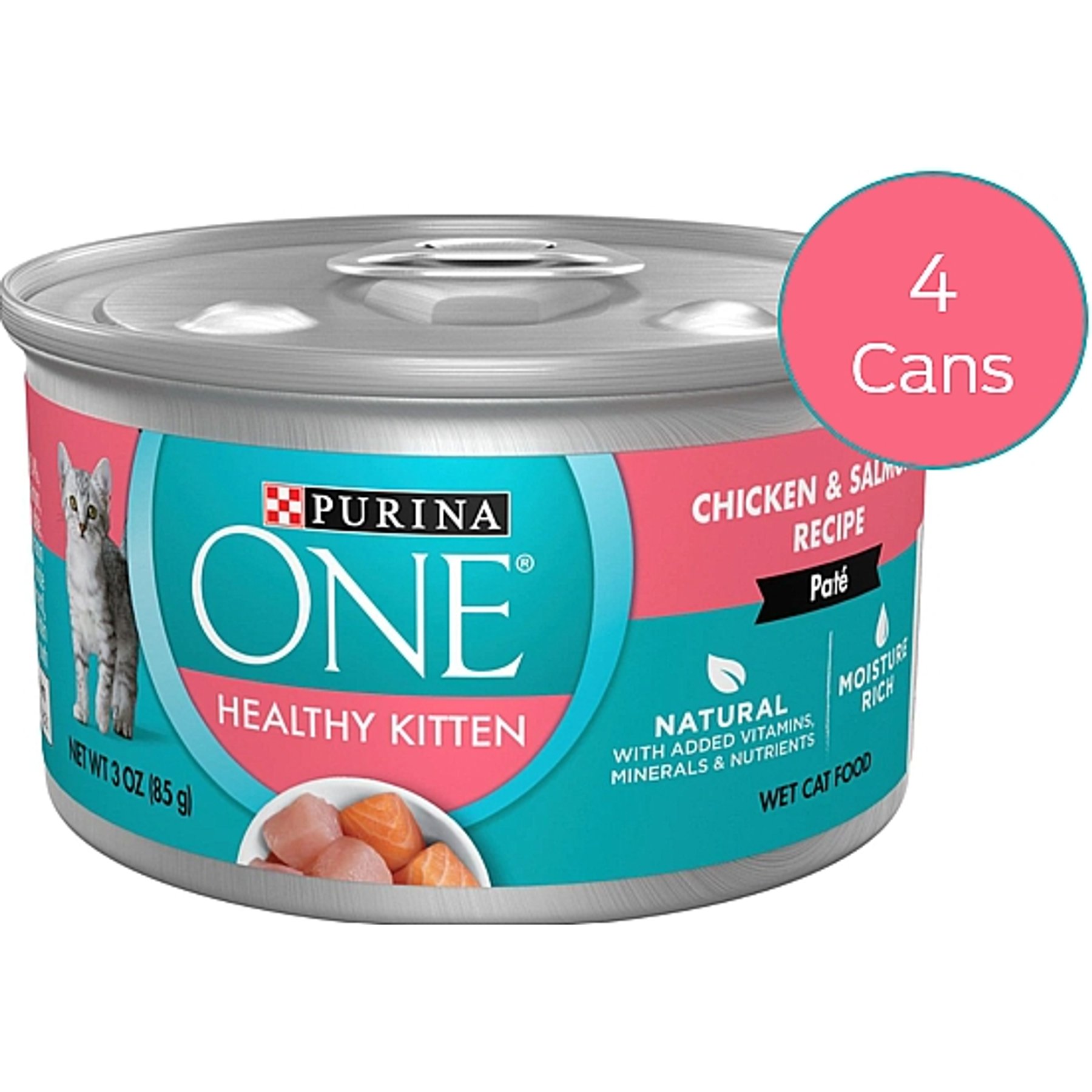 Purina ONE Grain-Free Natural Pate Healthy Kitten Chicken & Salmon Recipe Wet Kitten Food