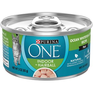 Purina ONE Indoor Advantage High Protein Ocean Whitefish & Rice Wet Cat Food, 3-oz can, case of 24