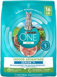Purina ONE Indoor Advantage Senior 7+ High Protein Natural Dry Cat Food, 16-lb bag