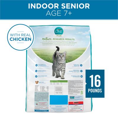 Show full view: Purina ONE Indoor Advantage Senior 7+ High Protein Natural Dry Cat Food, 16-lb bag slide 3 of 10