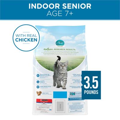 Show full view: Purina ONE Indoor Advantage Senior 7+ High Protein Natural Dry Cat Food, 3.5-lb bag slide 3 of 10