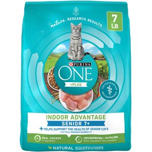 Purina ONE Indoor Advantage Senior 7+ High Protein Natural Dry Cat Food, 7-lb bag