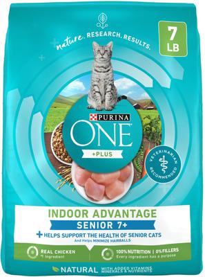 Show full view: Purina ONE Indoor Advantage Senior 7+ High Protein Natural Dry Cat Food, 7-lb bag slide 1 of 10