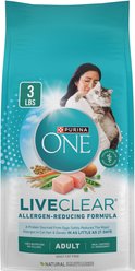 Purina ONE LiveClear Allergen-Reducing Formula Chicken Flavor Dry Cat Food, 3-lb bag