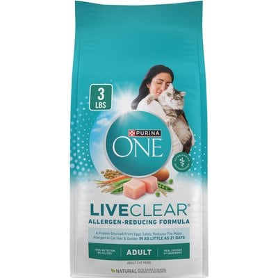 Purina ONE Purina ONE LiveClear Allergen-Reducing Formula Chicken Flavor Dry Cat Food, 3-lb bag