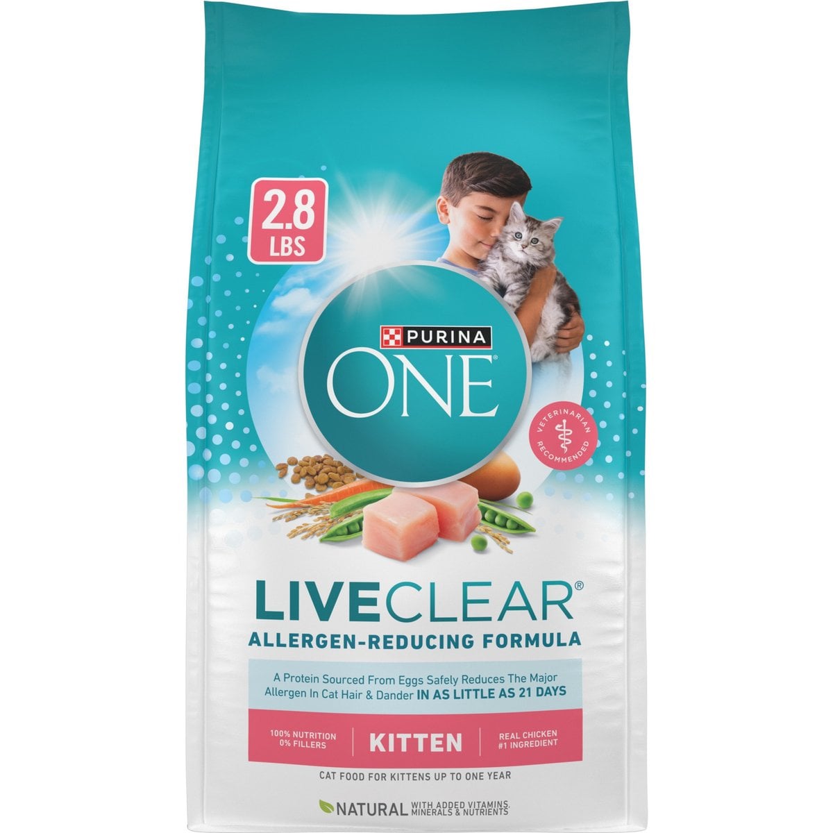 Purina ONE LiveClear Allergen-Reducing Formula Chicken Flavor Natural Kitten Dry Cat Food, 2.8-lb bag