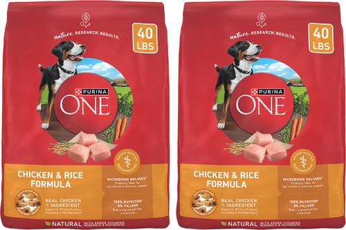 PURINA ONE Natural Adult Chicken & Rice Formula Dry Dog Food, 80