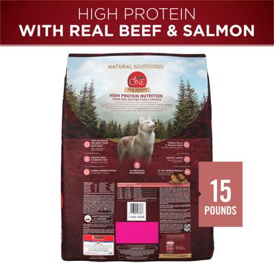 Show full view: Purina ONE Natural High Protein True Instinct with Real Beef & Salmon Dry Dog Food, 15-lb bag slide 3 of 8
