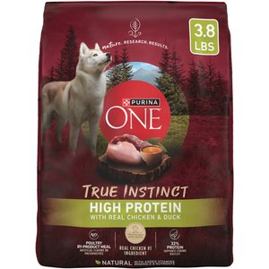 Purina ONE Natural High Protein True Instinct with Real Chicken & Duck Dry Dog Food, 3.8-lb bag