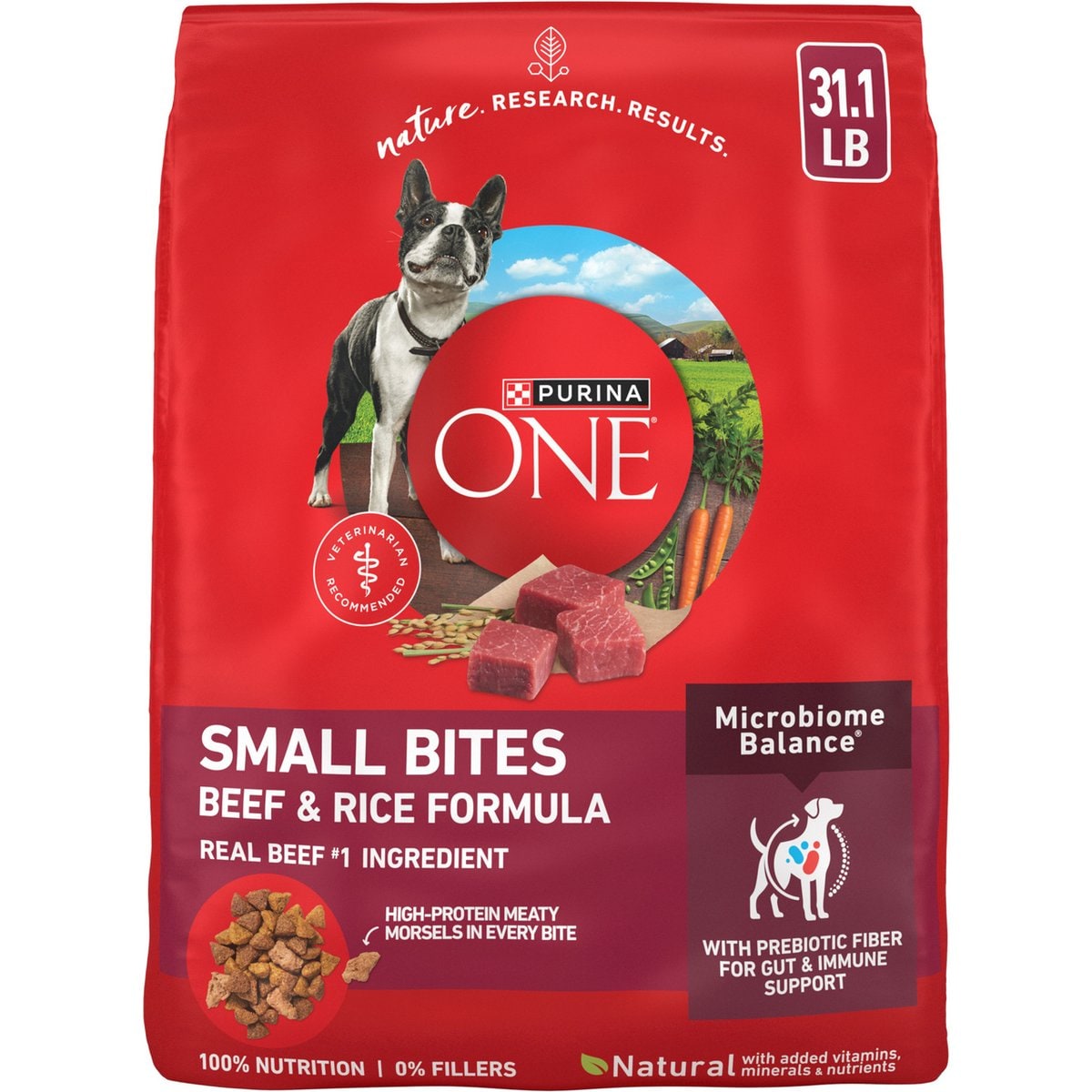Purina ONE SmartBlend Small Bites Beef and Rice Dry Dog Food, 31.1-lb