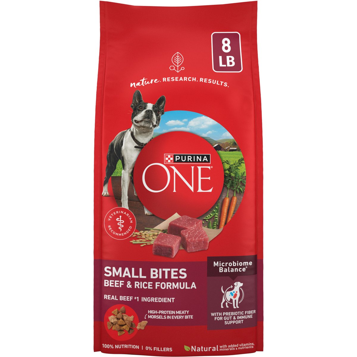 Purina ONE Natural Small Bites Beef & Rice Formula High-Protein Dry Dog Food, 8-lb bag