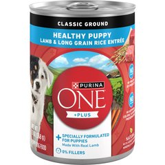 Purina ONE +Plus Classic Ground Healthy Puppy Lamb & Long Grain Rice Entree Canned Dog Food, 13-oz, case of 12