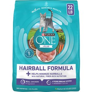 Purina ONE +Plus Hairball Formula Natural Adult Dry Cat Food, 22-lb bag